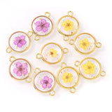 12Pcs Round Epoxy Dried Flower Resin Charms for Jewelry Making
