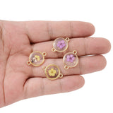 12Pcs Round Epoxy Dried Flower Resin Charms for Jewelry Making
