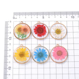 12Pcs Flat Plated Epoxy Hibiscus Daisy Dried Flower Resin Charms