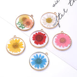 12Pcs Flat Plated Epoxy Hibiscus Daisy Dried Flower Resin Charms
