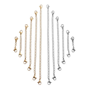 12Pcs Stainless Steel Bracelet Chain Extender Necklace Tail Clasps 6 Lengths