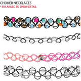 12Pcs/Set Stretch Tattoo Choker Necklaces Vintage Elastic Flower Necklace