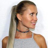 12Pcs/Set Stretch Tattoo Choker Necklaces Vintage Elastic Flower Necklace