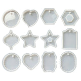 12Pcs/Set Crystal Epoxy Resin Mold Keychain Pendant Silicone Mould