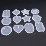 12Pcs/Set Crystal Epoxy Resin Mold Keychain Pendant Silicone Mould