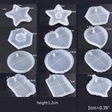 12Pcs/Set Crystal Epoxy Resin Mold Keychain Pendant Silicone Mould