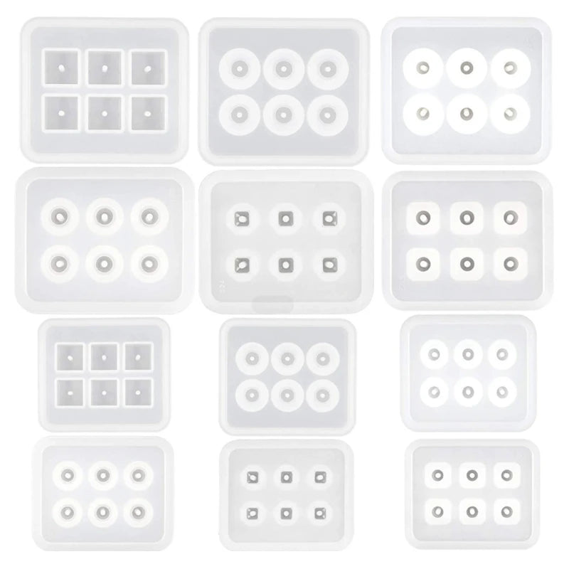 12Pcs Crystal Epoxy Resin Mold Set DIY Crafts Jewelry Making Tool
