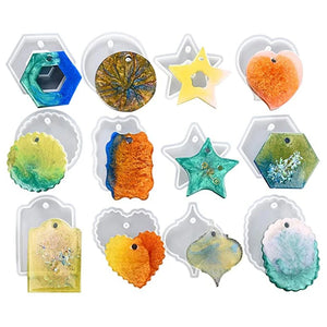 12Pcs/Set DIY Crafts Keychain Pendant Silicone Mould Jewelry Making Tools