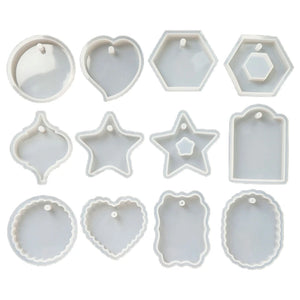 12Pcs/Set DIY Crafts Keychain Pendant Silicone Mould Jewelry Making Tools