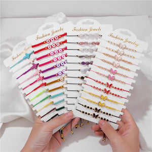 12Pcs Adjustable Natural Stone Bracelets Set Women Girl Jewelry