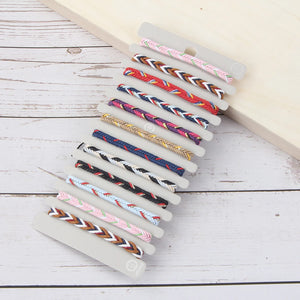 12Pcs Mulitcolor Tibetan Charm Woven Chain Adjustable Bracelet
