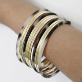 12Pcs/Set Round Bangle Acetate Resin Metal Ring Bracelet Women Jewelry