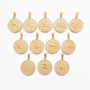 12Pcs/Set Stainless Steel 12 Constellation Zodiac Charms for Jewelry Making