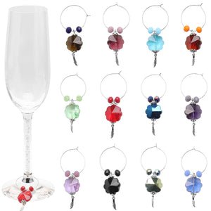 12Pcs Wine Glass Markers Charms Crystal Glass Tags Party Decorations