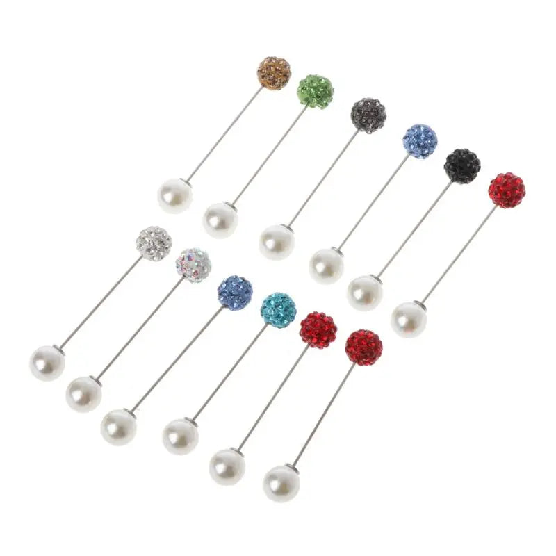 12Pcs Women Brooch Pins Crystal Hijab Scarf Safety Pin Sweater Shawl Clips
