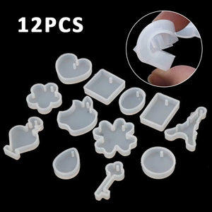 12Pcs Silicone Jewelry Making Resin Mold Earring Pendant Casting Mould DIY Tool