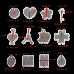 12Pcs Silicone Jewelry Making Resin Mold Earring Pendant Casting Mould DIY Tool