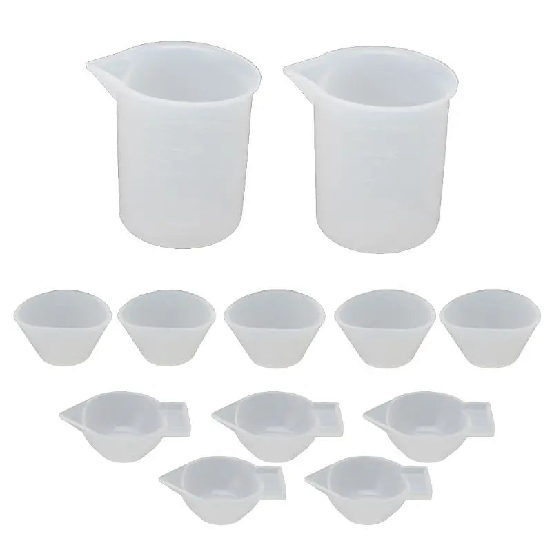12Pcs Silicone Mixing Measuring Cups for UV Resin Mold DIY Jewelry Tool Kit