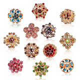 12Pcs Small Rhinestone Brooches Hollow Alloy Pins Travel Prom Accessories
