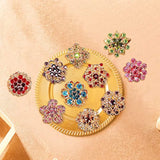 12Pcs Small Rhinestone Brooches Hollow Alloy Pins Travel Prom Accessories