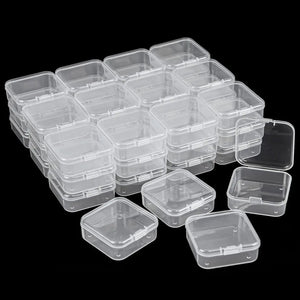 12Pcs Square Plastic Storage Box Jewelry Container Transparent 4.3*4.3*2cm