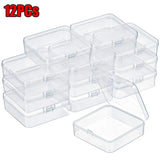 12Pcs Square Plastic Storage Box Jewelry Container Transparent 4.3*4.3*2cm