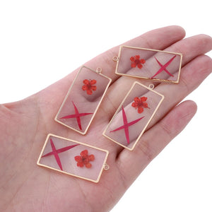 12Pcs Square Hibiscus Petal Resin Charms for Jewelry Making