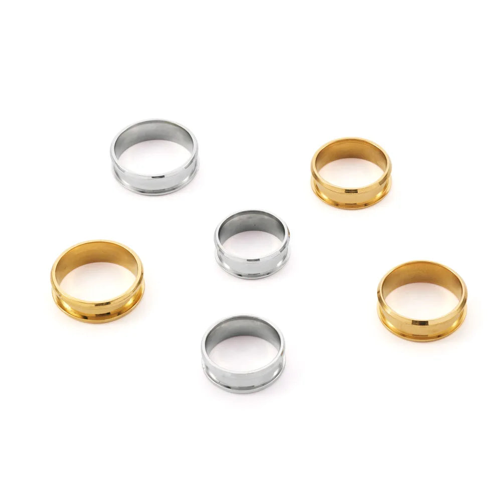 12Pcs Golden Ring Core Blank Settings for Inlay Jewelry Size 7-12
