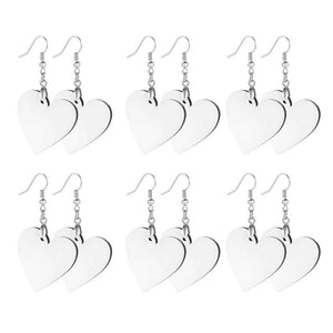 12Pcs Sublimation Heart Earring Blanks w/ Hooks for DIY Jewelry Making
