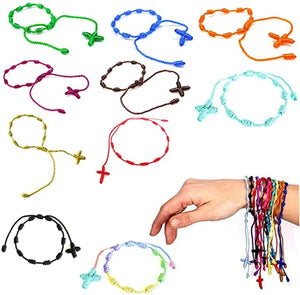 12Pcs Tibet Bracelet Red Cord Kabbalah 7 Knot Cross Bracelet
