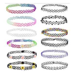 12Pcs Vintage Stretch Choker Necklace Lady Girl Tattoo Choker Necklace