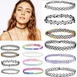 12Pcs Vintage Stretch Choker Necklace Lady Girl Tattoo Choker Necklace