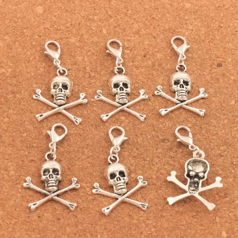 12Pcs Bronze Pirate Skull Halloween Clasp Charm Beads C981