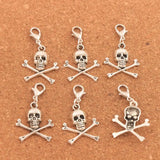 12Pcs Bronze Pirate Skull Halloween Clasp Charm Beads C981
