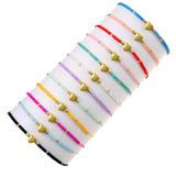 Colorful Rice Beads Braided Bracelet Set Heart Charm Women Bracelet