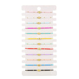 Colorful Rice Beads Braided Bracelet Set Heart Charm Women Bracelet