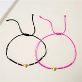 Colorful Rice Beads Braided Bracelet Set Heart Charm Women Bracelet