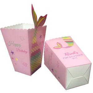 12Pcs Mermaid Tail Popcorn Box for Birthday Party Supplies