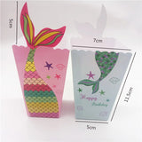 12Pcs Mermaid Tail Popcorn Box for Birthday Party Supplies