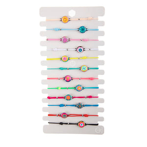 12Pcs Mixed Enamel Cat Unicorn Charm Bracelet Set Elastic Chain Girls Jewelry