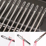 12Pcs Blind Threading Needle Set Big Hole Stainless Steel Needle