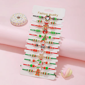12Pcs Christmas Halloween Charm Bracelets Animal Adjustable Bracelet
