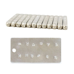 12Pcs Metal Stamp Punch Tool Constellations Stamping Kit for Leather Seal Craft