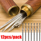 12Pcs Stainless Steel Sewing Needle Set Threading Apparel DIY Beading With Tube