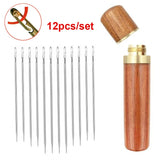 12Pcs Stainless Steel Sewing Needle Set Threading Apparel DIY Beading With Tube