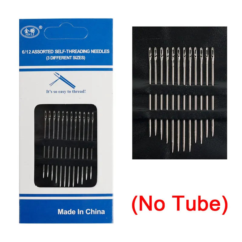 12Pcs Stainless Steel Sewing Needle Set Threading Apparel DIY Beading With Tube