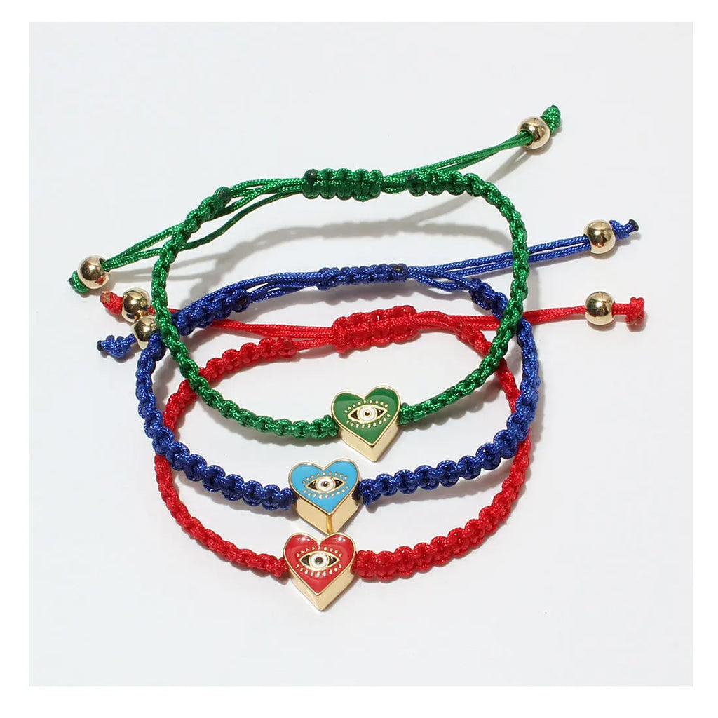 12Pcs Heart-shaped Devil's Eye Bracelet - Good Luck Gift