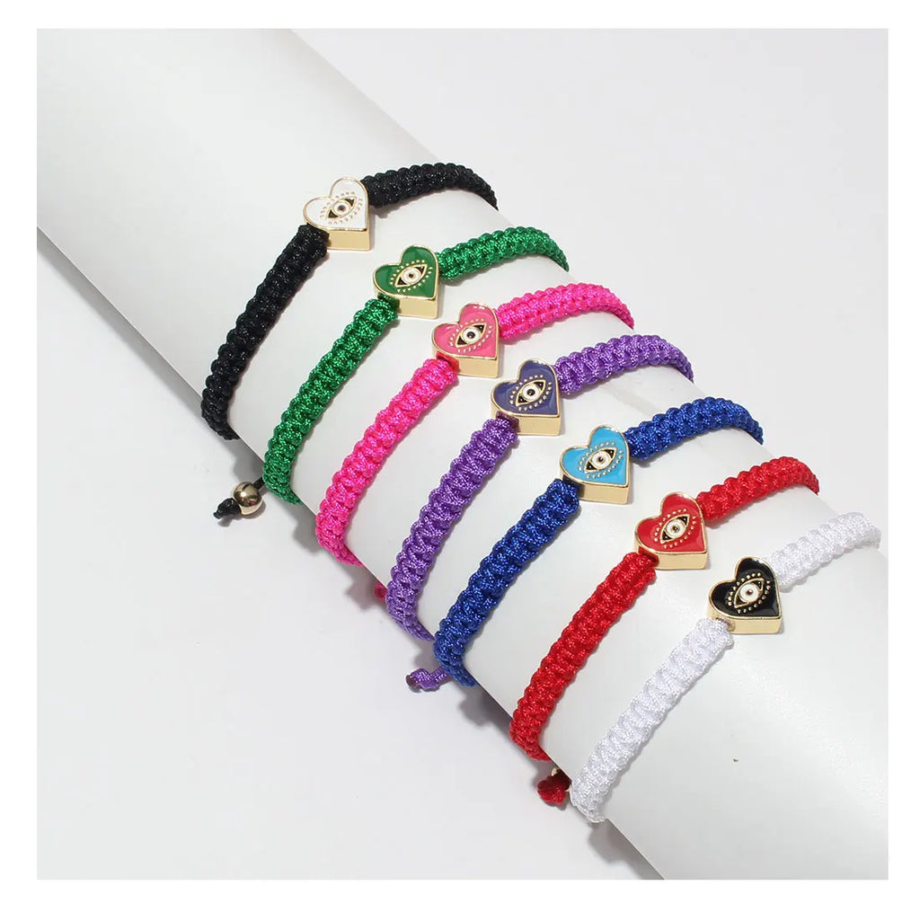 12Pcs Heart-shaped Devil's Eye Bracelet - Good Luck Gift