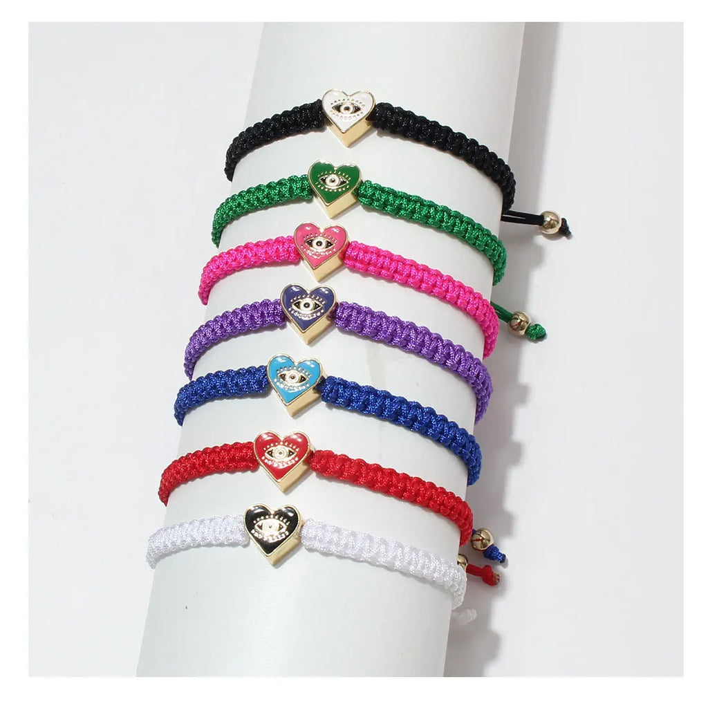 12Pcs Heart-shaped Devil's Eye Bracelet - Good Luck Gift