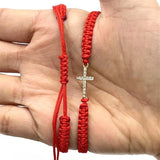 12Pcs Red Rope Cross Bracelet Hand-Woven for Men and Women